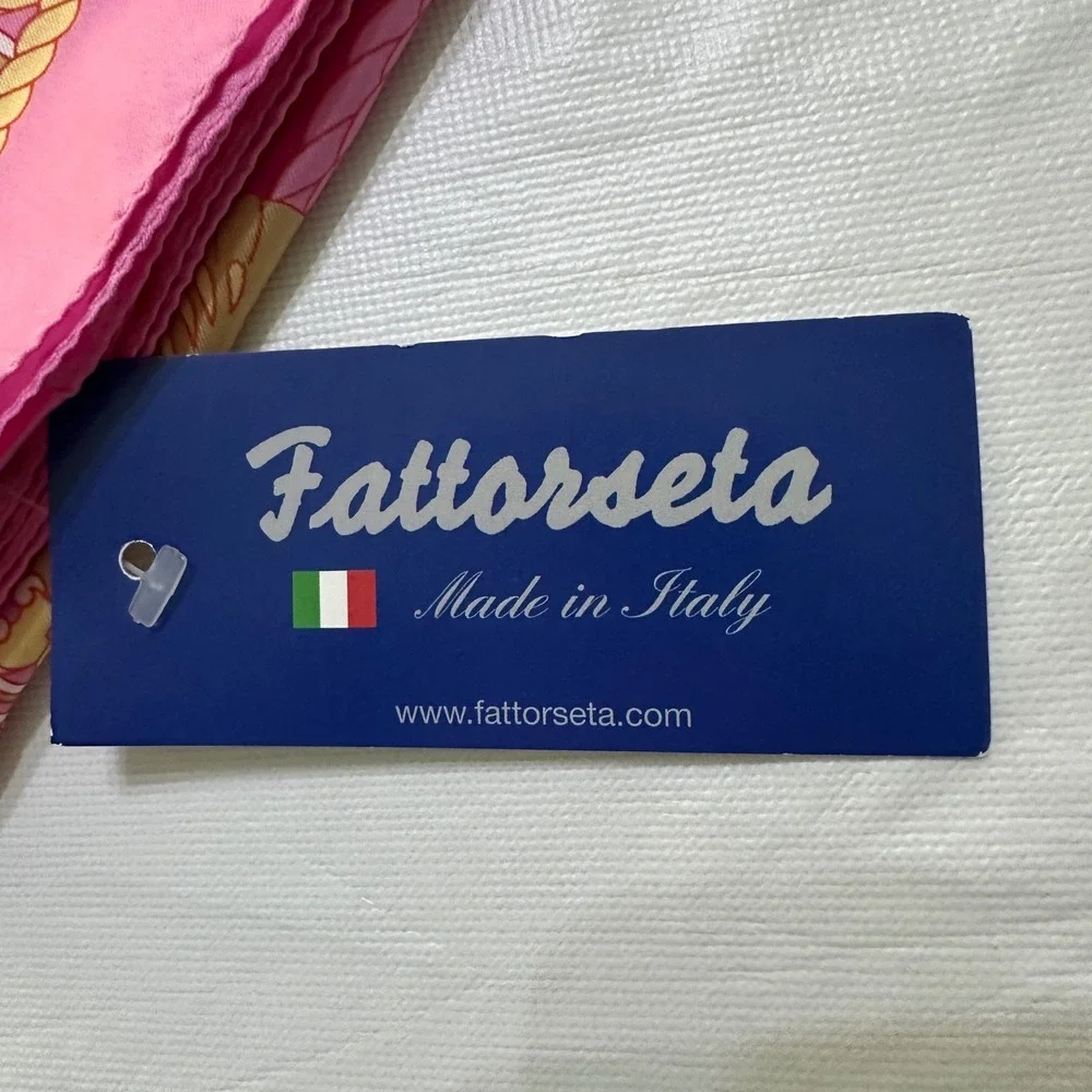 NWT Fattorseta Italy Satin Scarf Set 2 Pink Teal Nautical Equestrian Preppy Chic